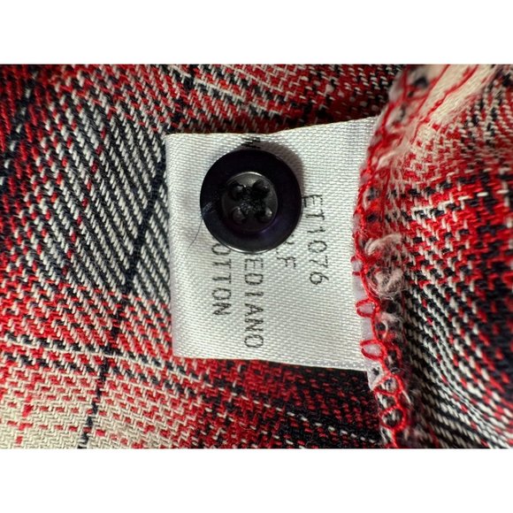 E2 Plaid and Sequin Western Styled Shirt M Red Blue Cotton Vintage - Picture 10 of 16